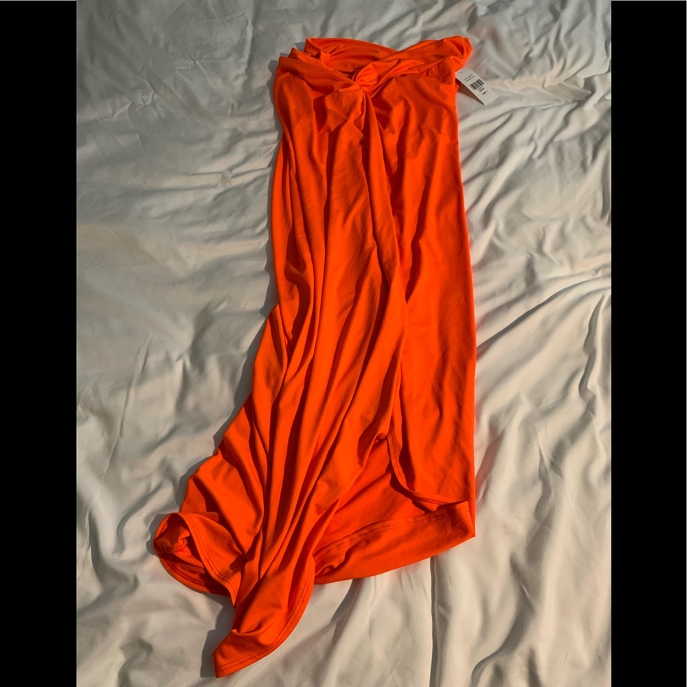 ORANGE- Illiana Front Slit Maxi Skirt